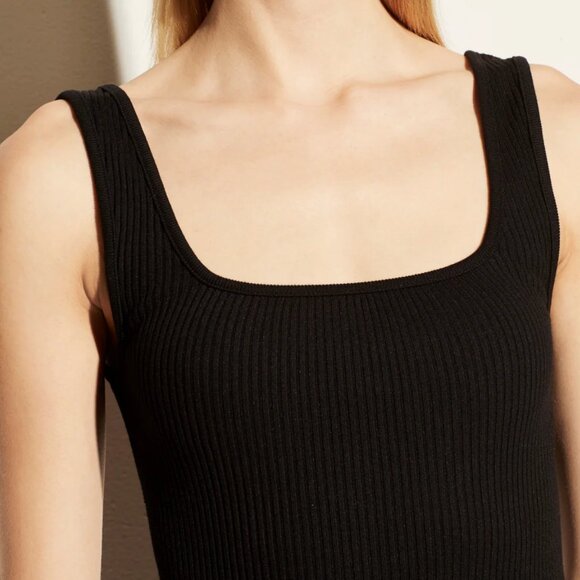 Vince Ribbed Square Neck Tank in Black, Size S, Good Condition - Picture 1 of 9